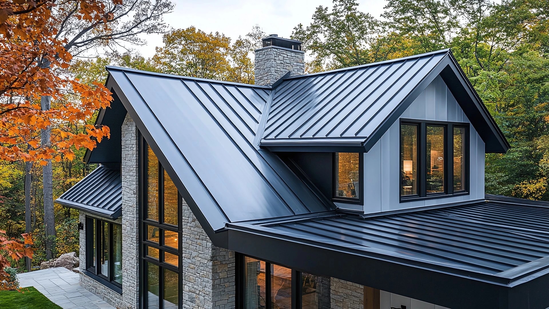 A beautiful modern home with a new roof